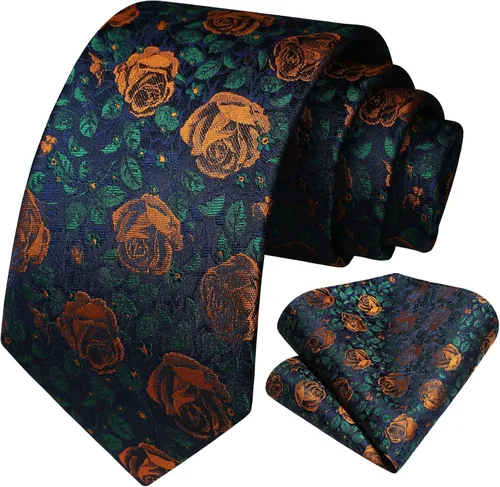 Miniatura 225 de Corbatas florales tejidas clásicas para hombre, corbata cuadrada de bolsillo, corbatas formales para hombres, boda con pañuelo