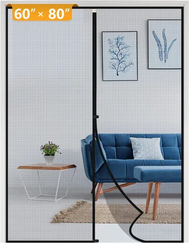Miniatura 16 de Yotache - Puerta mosquitera magnética estrecha para puerta de 26 x 78 pulgadas, tamaño de malla de 28 x 79 pulgadas, malla de fibra de vidrio Negro