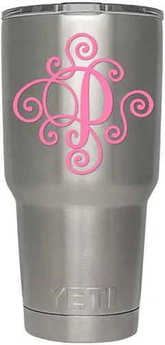 Miniatura 97 de Monogram - Calcomanía troquelada/vinilo adhesivo. Haga clic para opciones de color/letra. Disponible en cuatro colores y todas las letras de la A