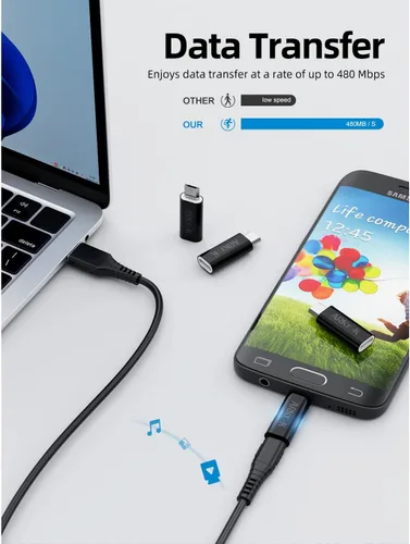 Miniatura 4 de ARKTEK Adaptador micro USB a USB C, tipo C hembra a microUSB macho convertidor para sincronización de datos OTG (negro, micro USB a tipo C)
