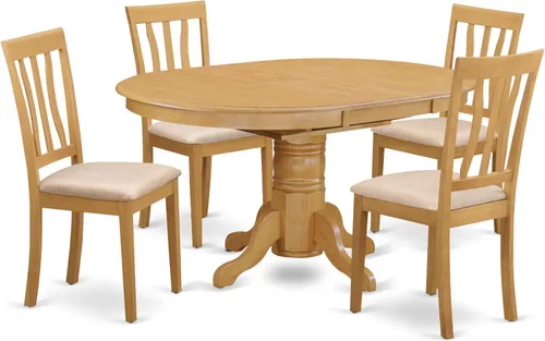 Miniatura 17 de East West Furniture AVAT5-BLK-C - Juego de mesa de comedor de 5 piezas para 4 personas, incluye una mesa de cocina ovalada con hojas de mariposa y 4