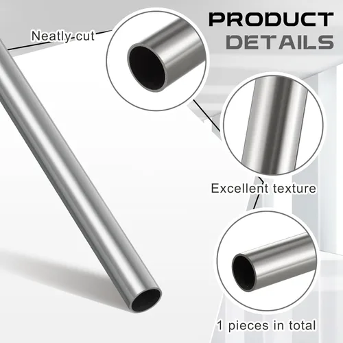 Miniatura 3 de Hicarer Tubería de Acero Inoxidable 304 de 1-1/2" DE, Grosor de Pared 0.06", Longitud 2 Pies, Tubo Redondo de Metal, Tubería de Acero Inoxidable