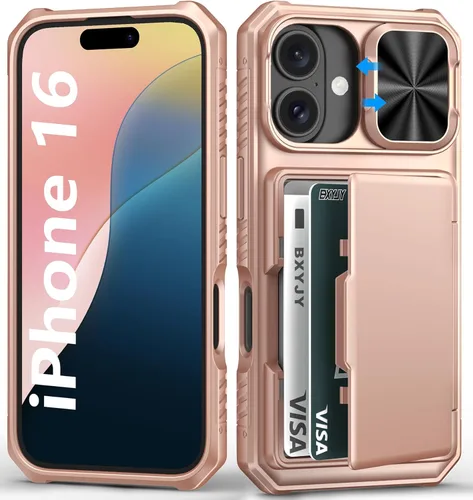 Miniatura 46 de BXYJY Funda tipo cartera para iPhone 15 Pro con tarjetero (4-5 tarjetas) y cubierta deslizante para cámara y soporte, protección contra caídas