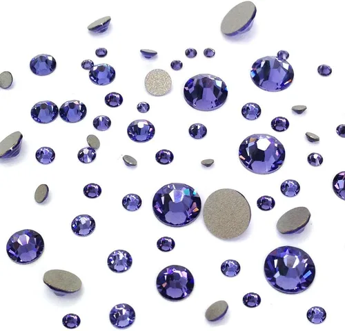Tanzanita (539) púrpura violeta 144 piezas Swarovski 2058/2088 cristal con parte trasera plana morada, arte de uñas mezclado con tamaños ss5, ss7,