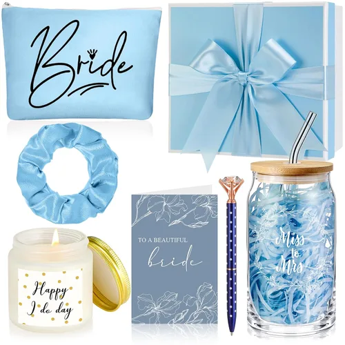 Miniatura 10 de Irenare Regalos de boda, regalo de despedida de soltera para novia, incluye vaso con forma de Sra. Can con bolsa de maquillaje con pajilla