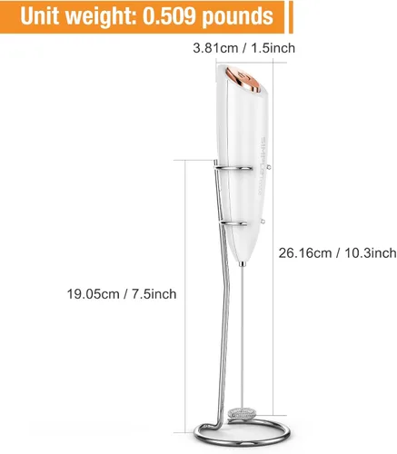 Miniatura 7 de SIMPLETASTE Espumador de leche de mano, máquina eléctrica de espuma a batería, mezclador de bebidas con batidor de acero inoxidable y soporte