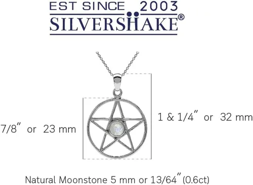 Miniatura 3 de Silvershake Colgante o colgante Wiccan de plata de ley 925 chapada en oro amarillo de 0.197 in con forma redonda de pentagrama de estrella