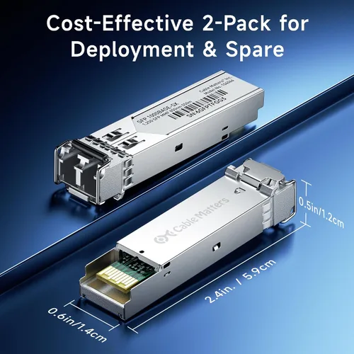 Miniatura 7 de Cable Matters Paquete de 2 módulos transceptores de fibra multimodo 1G 1000BASE-SX SFP a LC, 1.25G, 800 nm, fibra MMP hasta 1,640.4 ft para Cisco