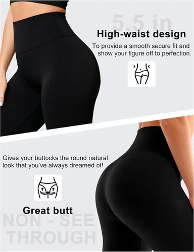 Miniatura 5 de Bluemaple Leggings de cintura alta para mujer, pantalones de control de abdomen, no se transparentan, pantalones de yoga suaves para correr