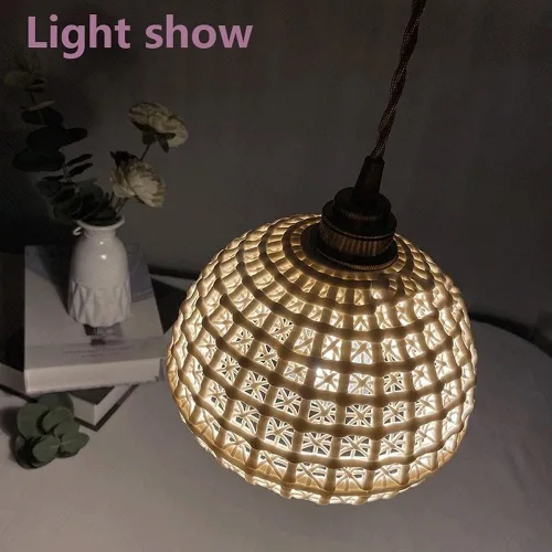 Miniatura 6 de Lámpara colgante retro de granja con pantalla de cerámica blanca, accesorios de iluminación de techo para cocina, isla, dormitorio, sala de estar