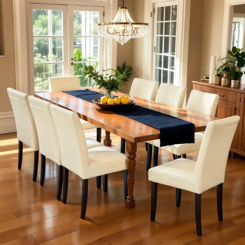 Miniatura 40 de CHUN YI Juego de 4 sillas de comedor tapizadas de piel sintética con ribete de cabeza de clavo y patas de madera, sillas laterales Parsons modernas