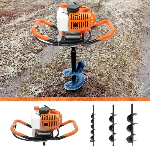 Miniatura 5 de Excavadora de agujeros para postes de tierra a gas, 52CC 2.5HP One Man Fence Hole Auger 2 tiempos refrigerada por aire para excavación de postes