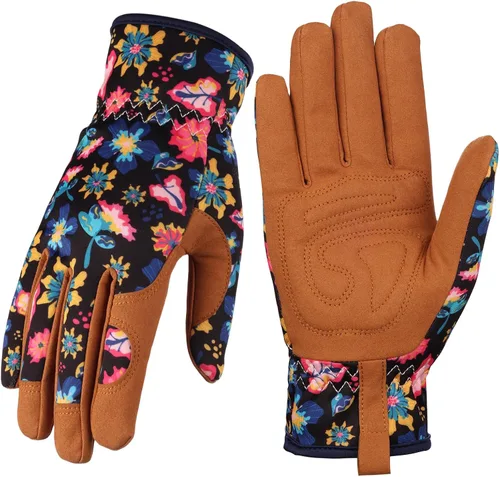 Bamllum Guantes de cuero para jardinería para mujer, guantes de trabajo para deshierbe, excavación, plantación, rastrillo y poda Shuicaizong