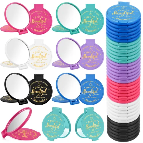 Miniatura 24 de 100 piezas de espejo compacto inspirador de 2.76 pulgadas a granel para mujeres, pequeños regalos de graduación, día de la madre, fiesta, bolso