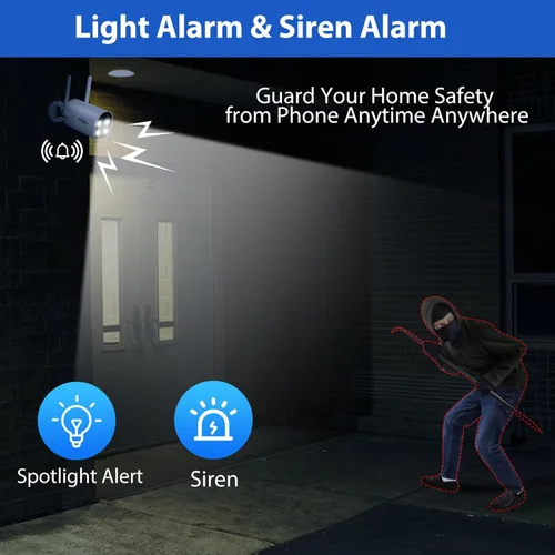Miniatura 4 de Hiseeu Cámara de seguridad con batería solar de 4MP inalámbrica de 2.5 K, audio de 2 vías recargable WiFi para exteriores, visión nocturna a