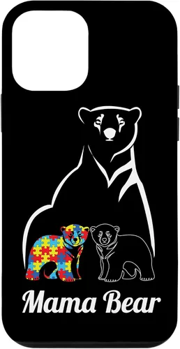 Miniatura 16 de Funda para iPhone 14 Pro Max para concientización sobre el autismo, mamá oso, mamá y niño