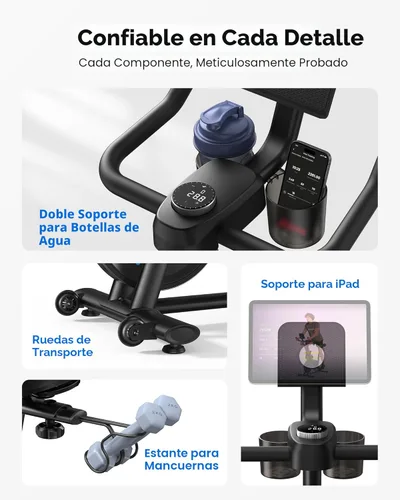 Miniatura 8 de MERACH Bicicleta de Ejercicio, Bicicleta Estática con Pastillas de Freno y App Exclusiva, Bicicleta de Ciclismo Interior de Bajo Ruido con Capacidad