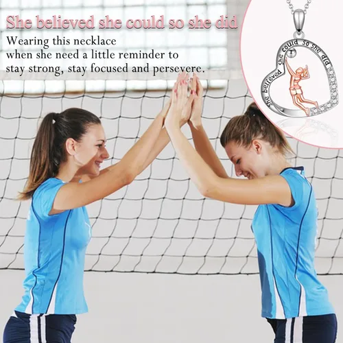Miniatura 2 de ACOGVN Collar de voleibol para adolescentes y mujeres, regalos de noche de voleibol para jugadores de voleibol, amantes del voleibol, entrenador
