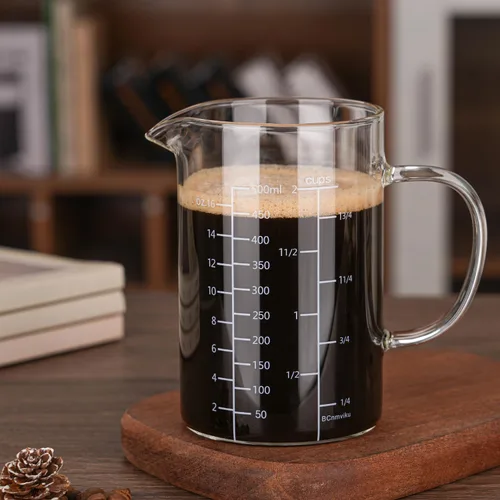Miniatura 6 de BCnmviku Taza medidora de vidrio de 500ML 2 tazas con asa, vidrio de borosilicato alto tres escalas