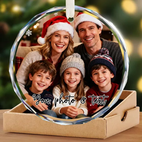 Miniatura 20 de Adornos de Navidad personalizados para la familia con foto - Adornos personalizados con foto y texto para árbol de Navidad 2025, decoración de árbol