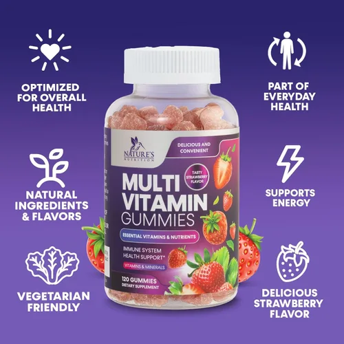 Miniatura 6 de Gomitas multivitamínicas para adultos – Gomitas multivitamínicas diarias para adultos con vitaminas A, C, D, B12 para mujeres y hombres, suplemento