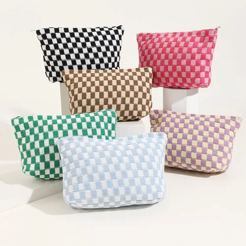 Miniatura 5 de Lindo bolso de maquillaje a cuadros Y2k para mujer