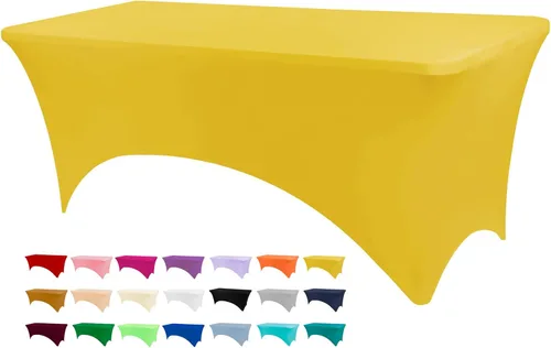 Miniatura 28 de BDDC - Fundas de mesa para mesas de 6 pies, manteles elásticos lavables y resistentes a las arrugas de color azul real de 6 pies para eventos
