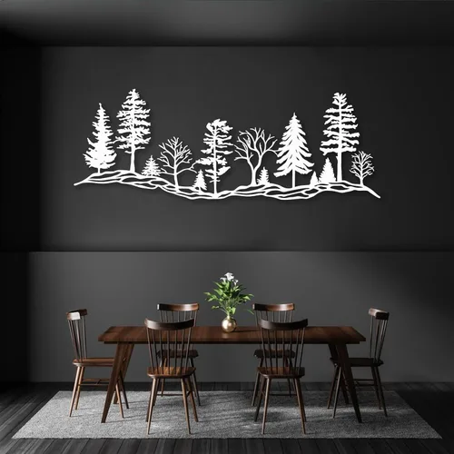 Miniatura 5 de Arte de pared de bosque de metal, decoración de pared de bosque, decoración de pared de metal de montaña y bosque, decoración de árbol de metal