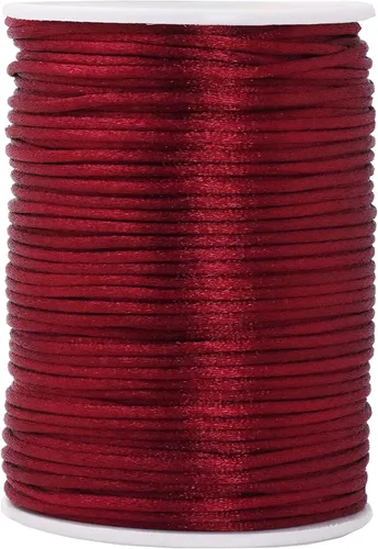 Miniatura 137 de Mandala Crafts Cordón de Satén de Nailon 2mm Cordón Rattail Champagne - 100 Yardas Cordón de Nailon Chino para Nudos Cordón de Seda Cola de Rata