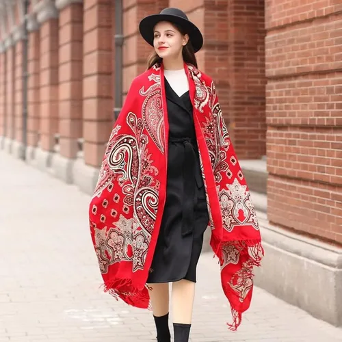 Miniatura 5 de DANA XU 100% pura lana merino extra grande pashmina cachemira bufanda chal y envoltura para mujeres invierno manta floral de gran