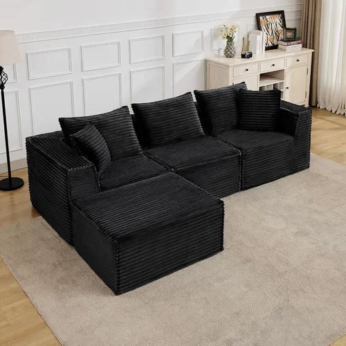 Sofá modular modular de 107 pulgadas, moderno sofá seccional Cloud con asiento profundo, sofá deshuesado en forma de L con diván para sala de estar,