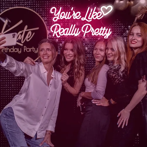 Miniatura 2 de Letrero de neón con texto en inglés "You're Like Really Pretty" para decoración de pared, luz LED de neón en forma de corazón, letreros de neón rosa