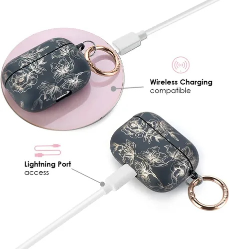 Miniatura 4 de Velvet Caviar Funda compatible con AirPods Pro de 2ª y 1ª generación, bonita funda protectora dura para mujer, flor floral de oro rosa