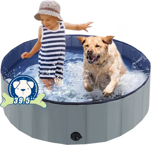 Miniatura 18 de Eooqi Piscina plegable para perros, bañera portátil para mascotas y piscina infantil, bañera plegable para cachorros, perros pequeños, medianos