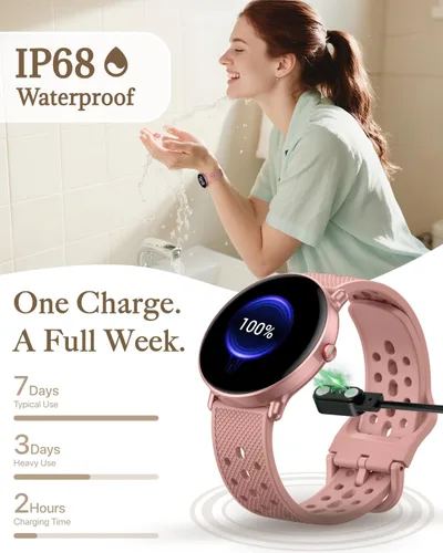 Miniatura 6 de Reloj inteligente para mujeres y hombres, para Android iOS con monitor de sueño y calorías, podómetro, rastreador de fitness, llamada Bluetooth