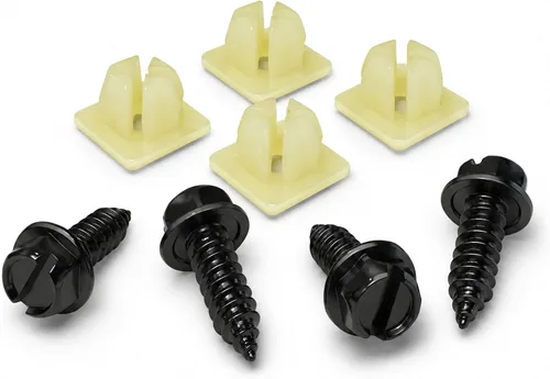 Kit de tornillos para placa de matrícula - Negro, sujetadores de estilo OEM con retenedores de tornillo de nailon para montar placas de matrícula