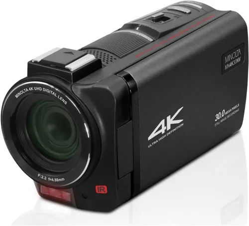 Miniatura 4 de Minolta Videocámara: 4K Ultra HD, fotos de 30 MP, visión nocturna con LED IR, zoom 16X, lapso de tiempo, antivibración, pantalla táctil, formato