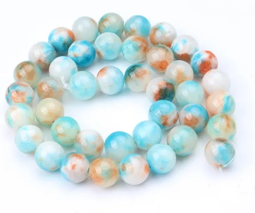 Miniatura 6 de 45 cuentas de jade persa colorido azul natural de 0.315 pulgadas (0.315 in) con cristal curativo energético, cuentas redondas de piedra sueltas