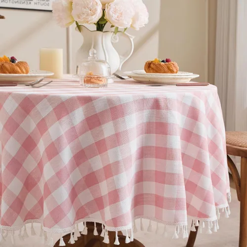 Miniatura 25 de JIALE - Mantel cuadrado de lino de algodón de cuadros Gingham con borlas, lavable, sin arrugas, mantel a cuadros de búfalo para fiesta al aire
