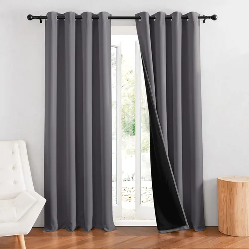 Miniatura 23 de RYB HOME Cortinas 100% opacas con forro blanco, cortinas de lino natural, cortinas de servicio Haeavy Duty, tratamiento de ventana con aislamiento