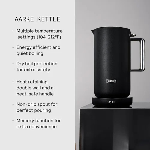 Miniatura 7 de Jarra de acero inoxidable Aarke - Perfecta para entusiastas de máquinas de café y té, boquilla sin goteo, construcción de doble pared, protección