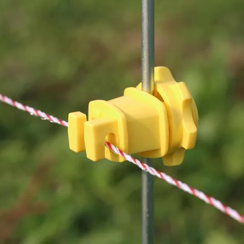 Miniatura 5 de Aislador de poste redondo apretado de tornillo de 25 piezas, aislamiento eléctrico de sujeción de alambre de cerca, traje de dos piezas (amarillo)