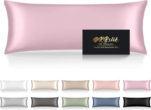 Miniatura 55 de Funda de almohada de seda para cabello y piel, fundas de almohada de seda de morera tamaño estándar, anti-acné, refrescante para dormir, seda Rosa
