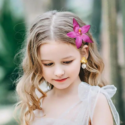 Miniatura 7 de Pinzas para el cabello de flores moradas aretes de perla accesorios de disfraces de Halloween disfraz de princesa accesorios de cosplay perlas