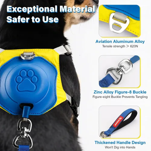 Miniatura 3 de Arnés para perro sin tirones, arnés retráctil 2 en 1 con bloqueo automático, malla reflectante transpirable y asa, juego de correa ajustable