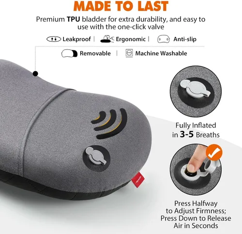Miniatura 7 de Hikenture Almohada de camping con funda extraíble, almohada inflable ultraligera para dormir, almohadas inflables, almohada de senderismo portátil