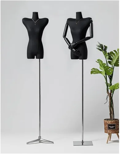 Miniatura 2 de Adjustable Black Female Mannequin Dress Form, 65.7-87.4 inch, Detachable Arms & Head, Size S/Small, Perfect for Jewelry Display & Fashion Retail