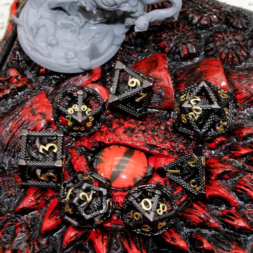 Miniatura 6 de Dados DND, HNCCESG Beholder'S Eye DND, juego de 7 piezas, dados de mazmorras y dragones para dados D&D, dados de metal monstruo ocular