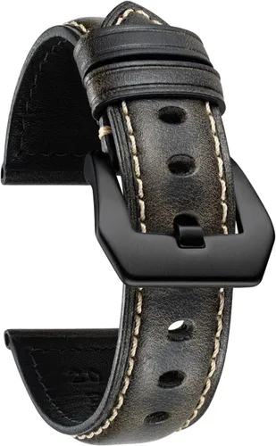 BINLUN Correa de reloj de cuero retro hecha a mano con cera de aceite, correa de cuero de becerro, pulsera de repuesto de 6 colores para hombres y
