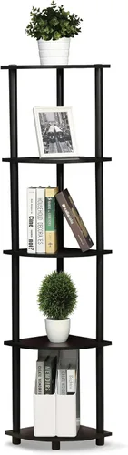 Miniatura 58 de Furinno Turn-N-Tube - Estantería de exhibición multiuso, de 4 niveles, con tubos clásicos, color nogal de Columbia y negro Columbia Nogal/Negro